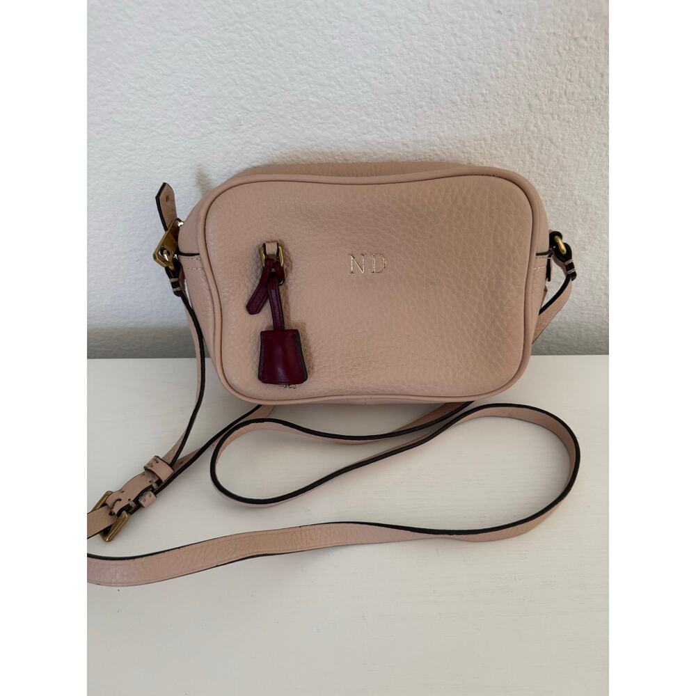 J. Crew Womens Pink Leather Monogrammed Crossbody Medium small Purse